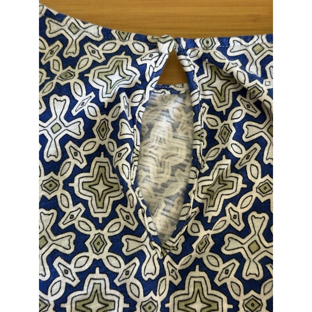 Boden Racer Neck Jersey Dress Size 16-18 Blue Heron Flora Tile Print Midi - Picture 9 of 9